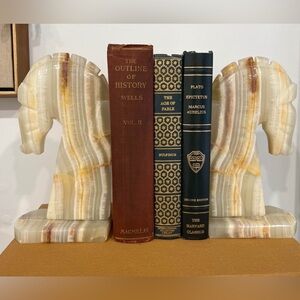 Vintage Onyx Horse Head Bookends